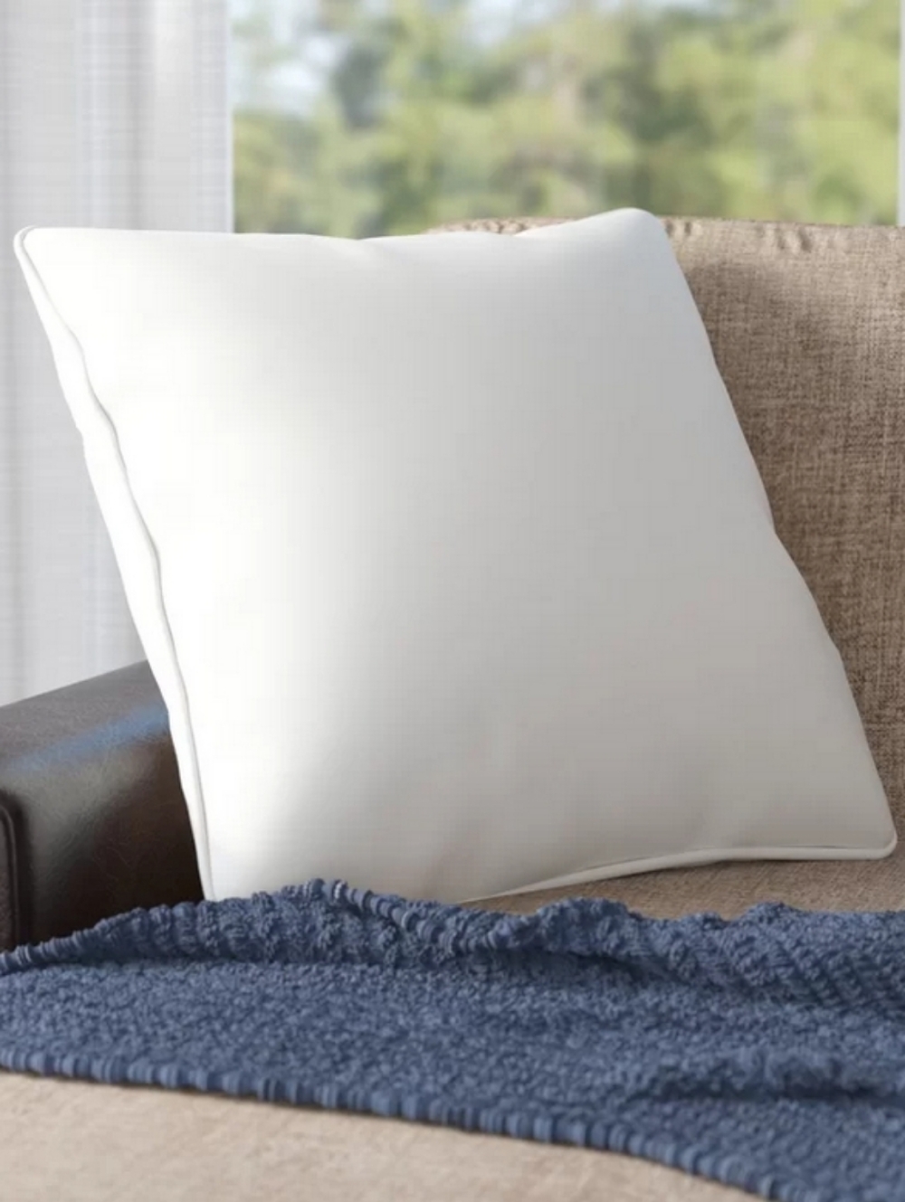 Holborne Solid Colour Cotton Blend Reversible Throw Pillow